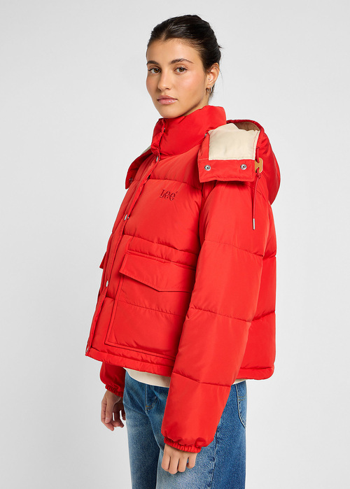 Lee® Hooded Short Puffer - True Red