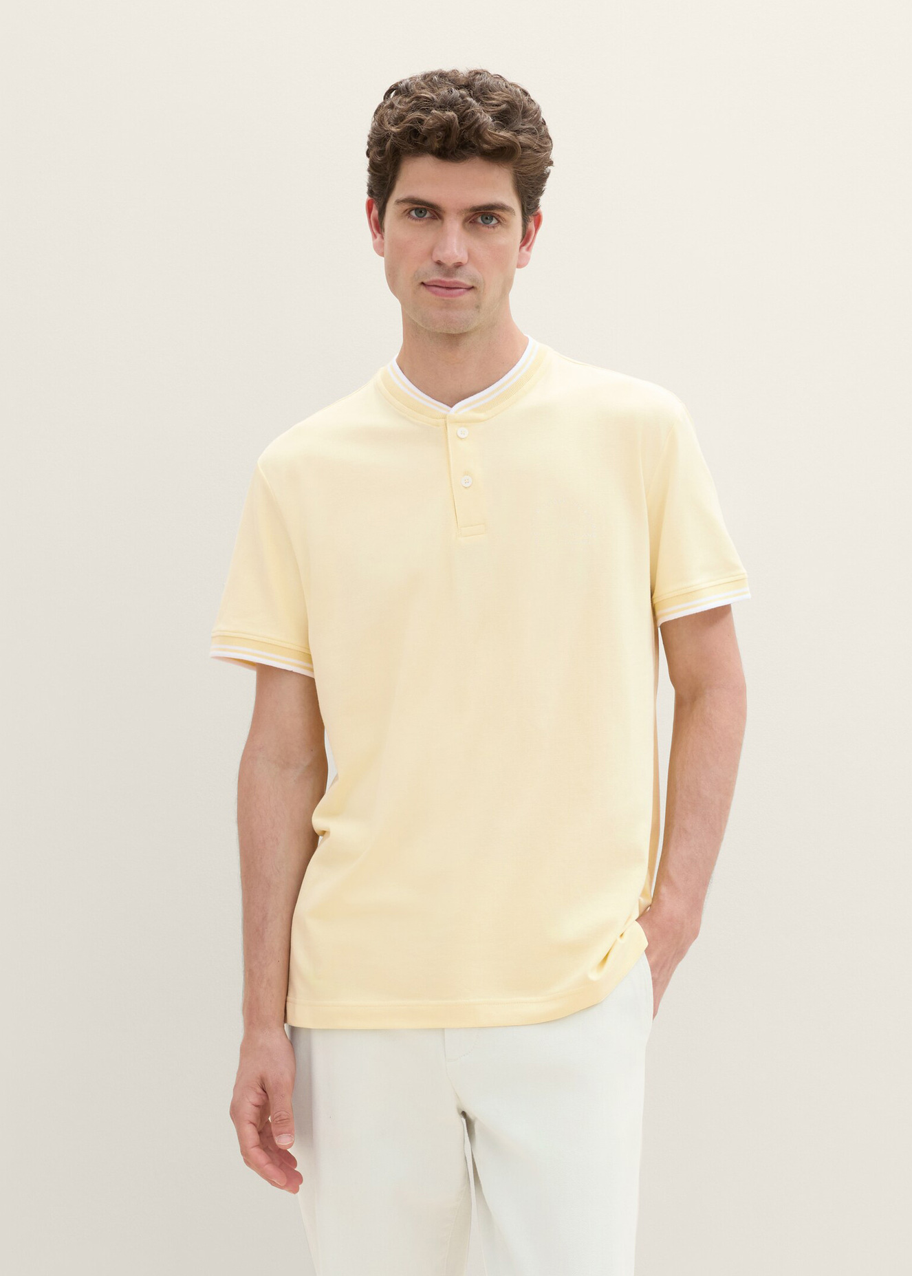 Tom Tailor® Polo Shirt With A Print - Light Yellow