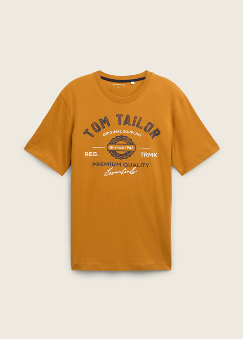 Tom Tailor T Shirt With A Logo Print Peanut Butter Brown - 1037735-10821