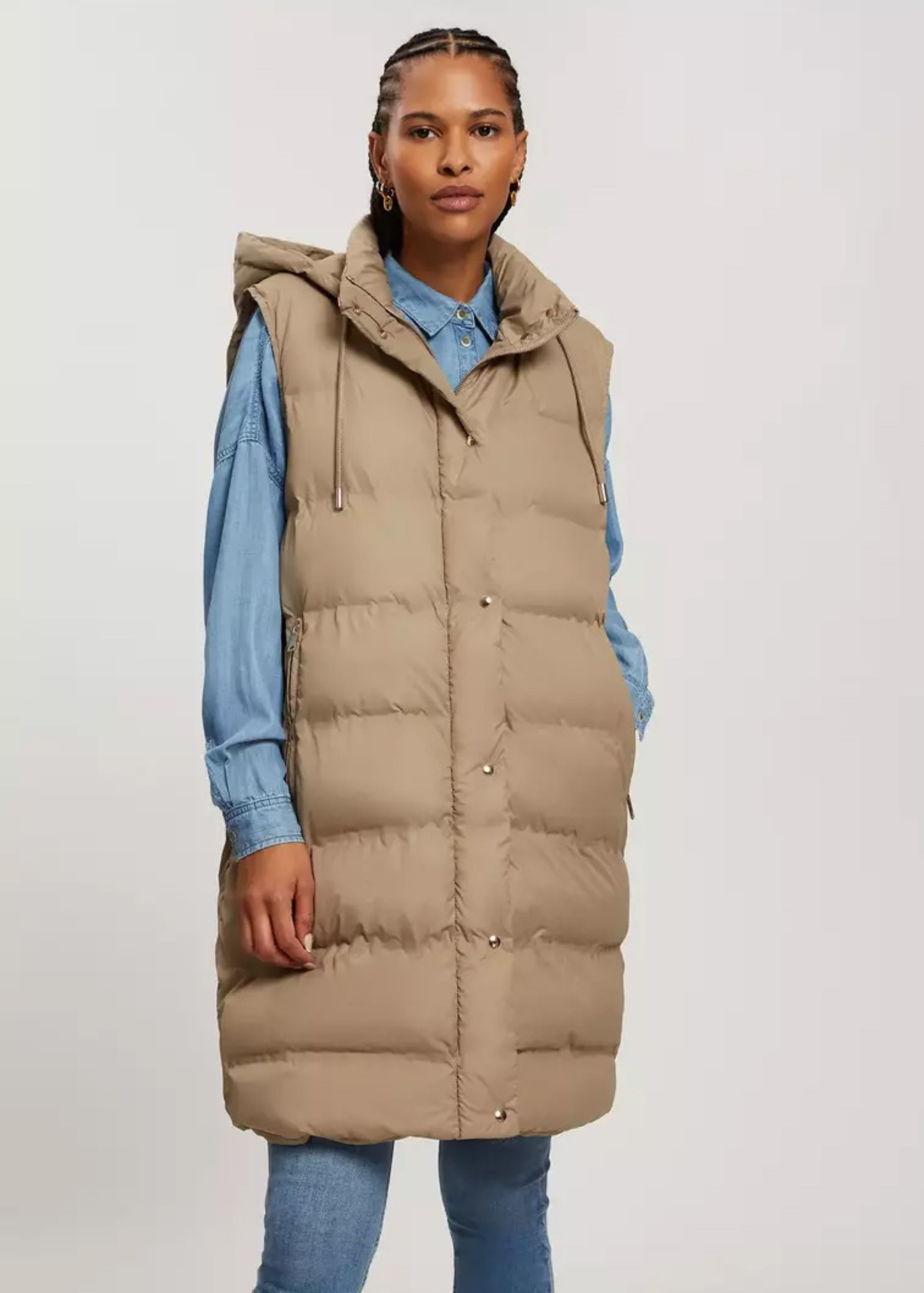 Cross Jeans® Long Vest - Taupe