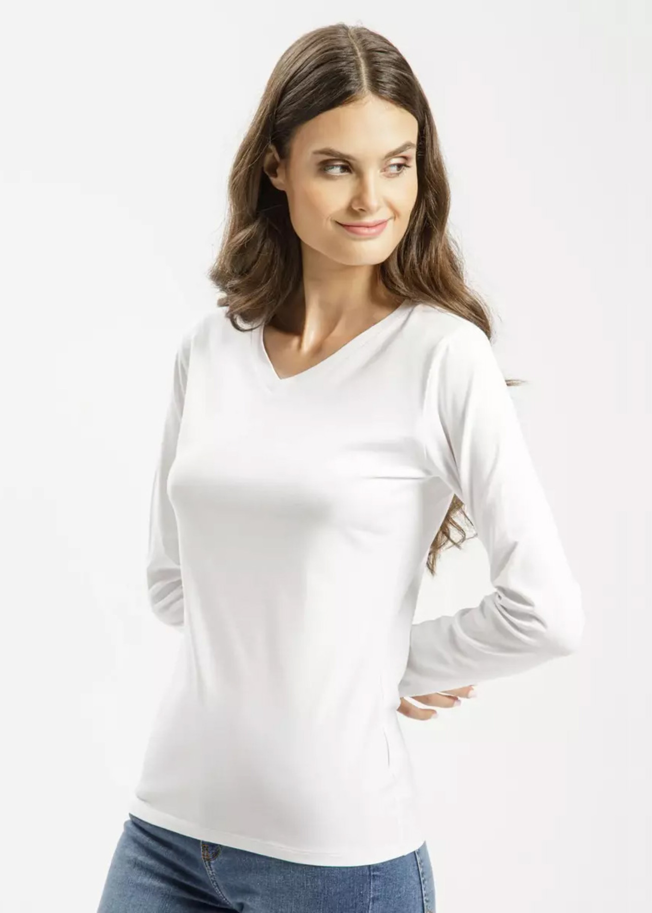 Cross Jeans Long Sleeve Tee White 008 - 56144-008