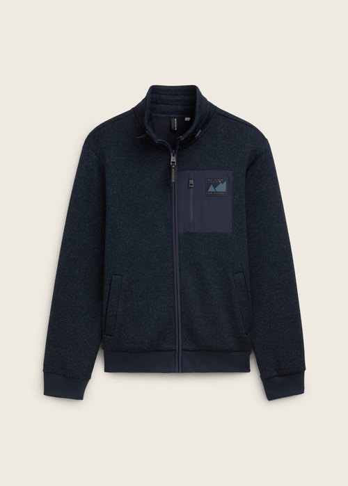 Tom Tailor® Fleece Stand-Up Jacket - Navy Melange Structure