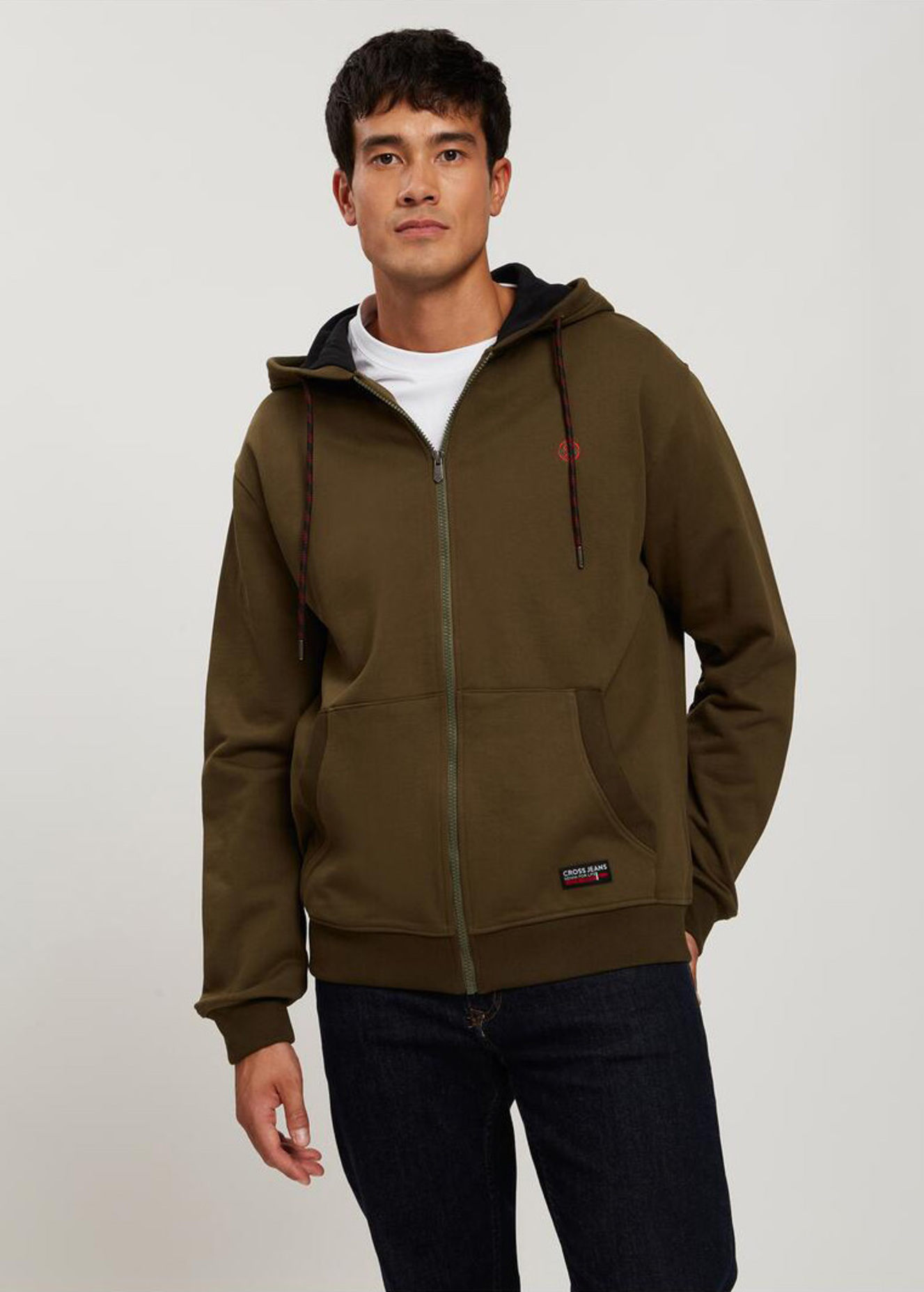 Cross Jeans Zip Hoodie Khaki 002 - 25470-002