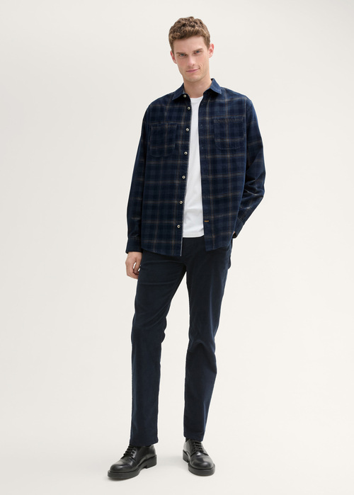 Tom Tailor Corduroy Shirt Navy Dark Check - 1043797-36631