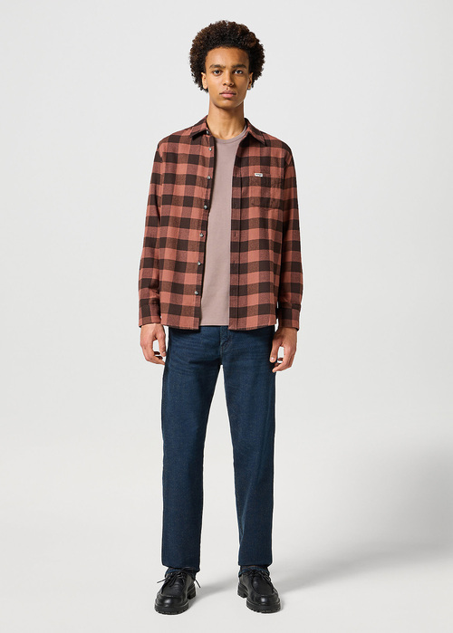 Wrangler® One Pocket Shirt - Root Beer Check