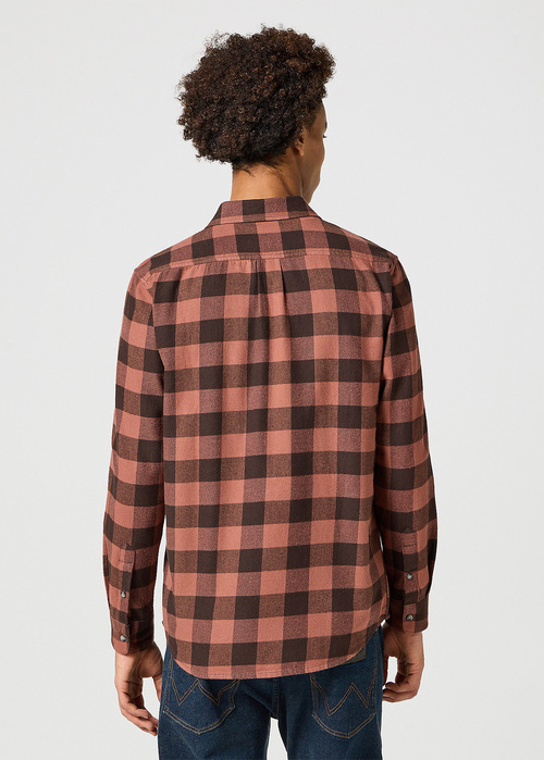 Wrangler® One Pocket Shirt - Root Beer Check