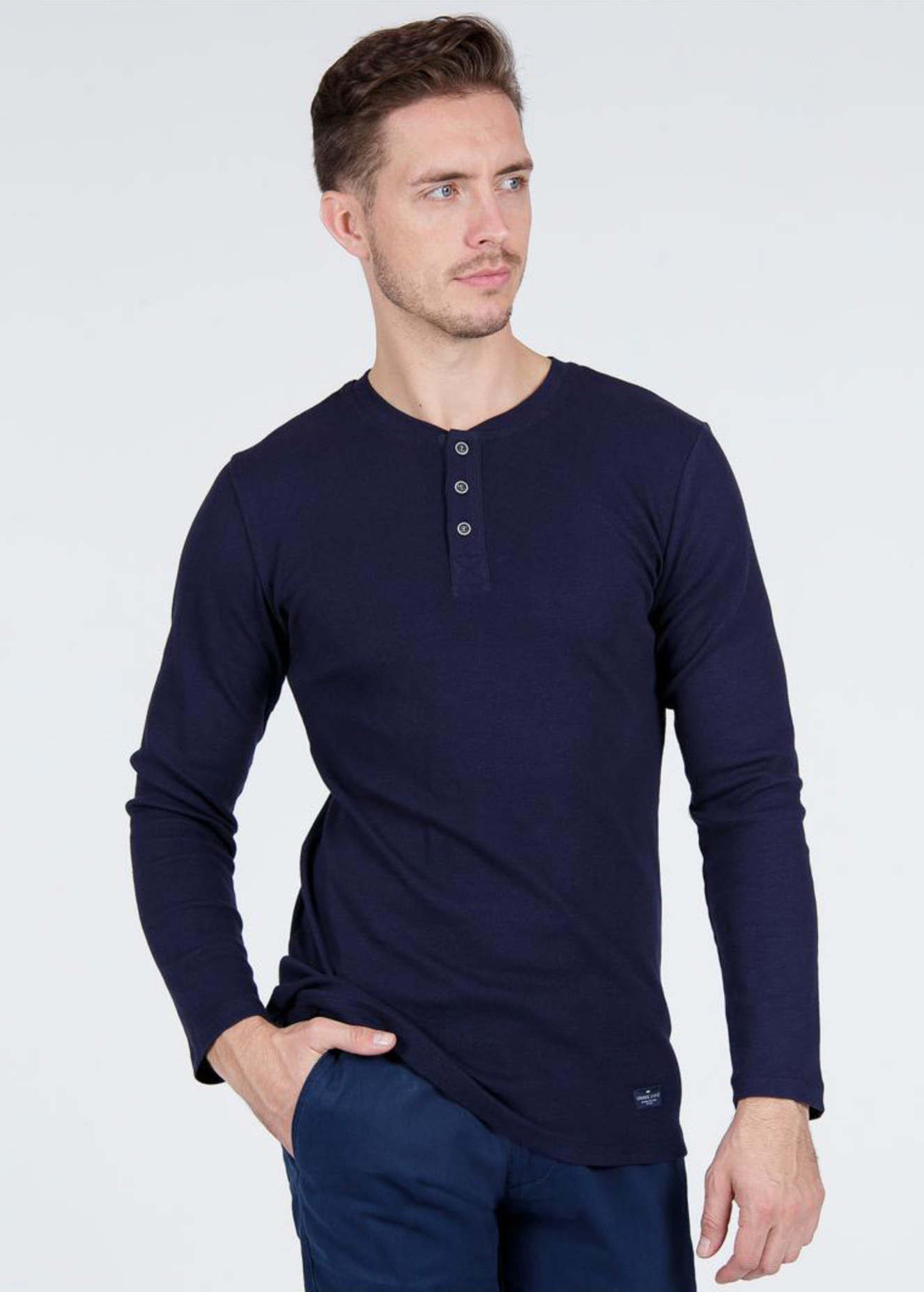 Cross Jeans Long Sleeve Tee Navy 001 - 15129-001