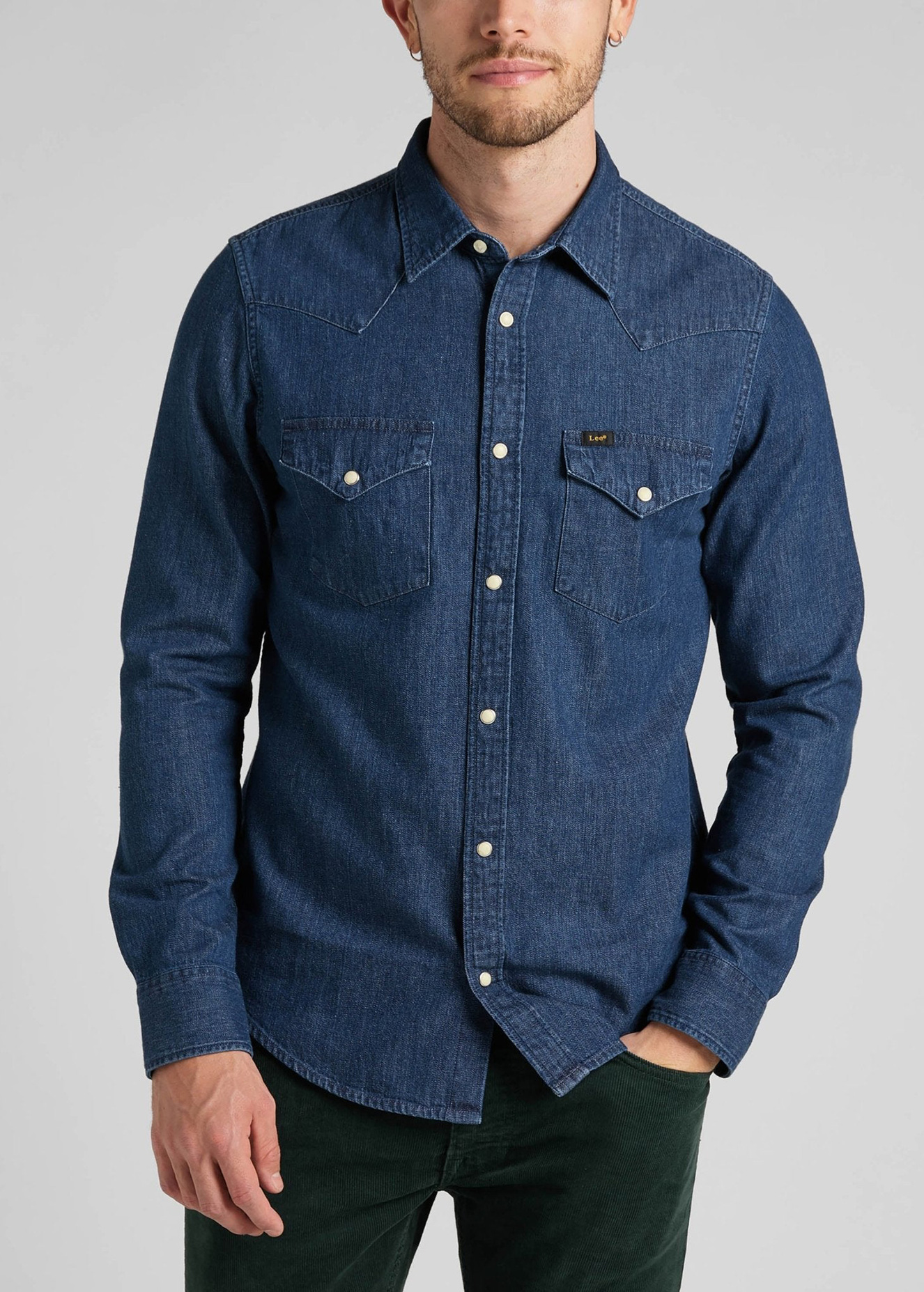 Lee Regular Western Shirt Mid Stone - 112321897