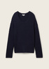 Tom Tailor Knitted Pullover With A V Neckline Sky Captain Blue - 1042956-10668