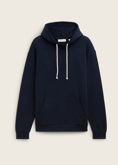 Denim Tom Tailor Hoodie With Logo Embroidery Sky Captain Blue - 1043501-10668