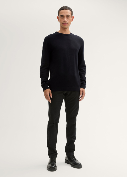 Tom Tailor® Knit Sweater In Recycled Cashmere - Black