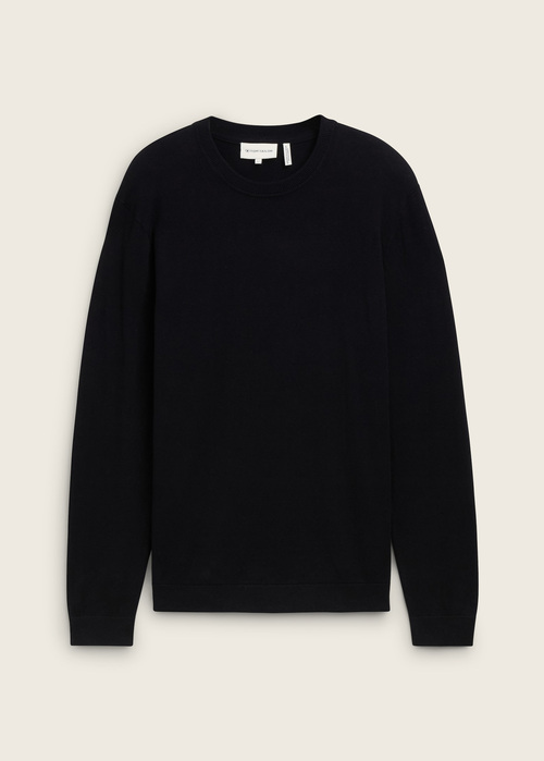 Tom Tailor® Knit Sweater In Recycled Cashmere - Black