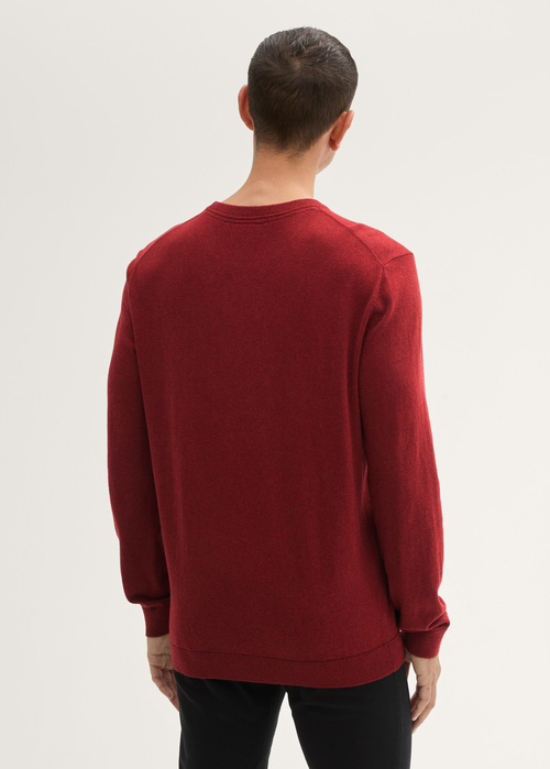 Tom Tailor® Knit Sweater In Recycled Cashmere - Burgundy Dark Red Melange