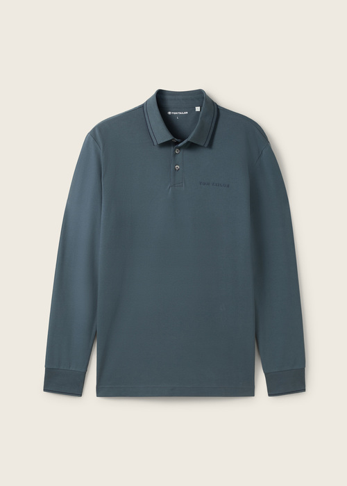 Tom Tailor® Longsleeve Polo Tee  - Stormy Blue