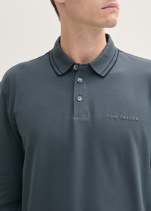 Tom Tailor® Longsleeve Polo Tee  - Stormy Blue