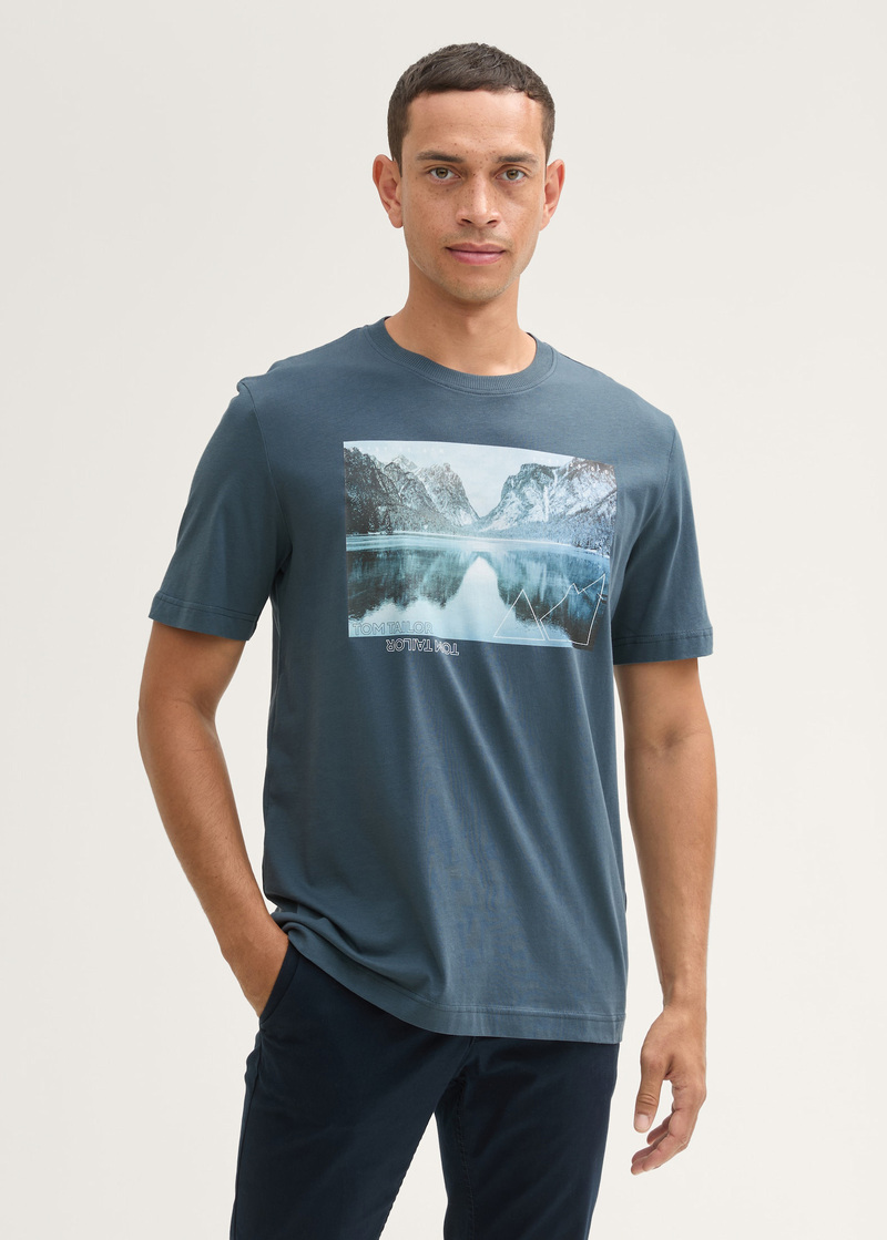 Tom Tailor T Shirt With A Photo Print Stormy Blue - 1043994-27604