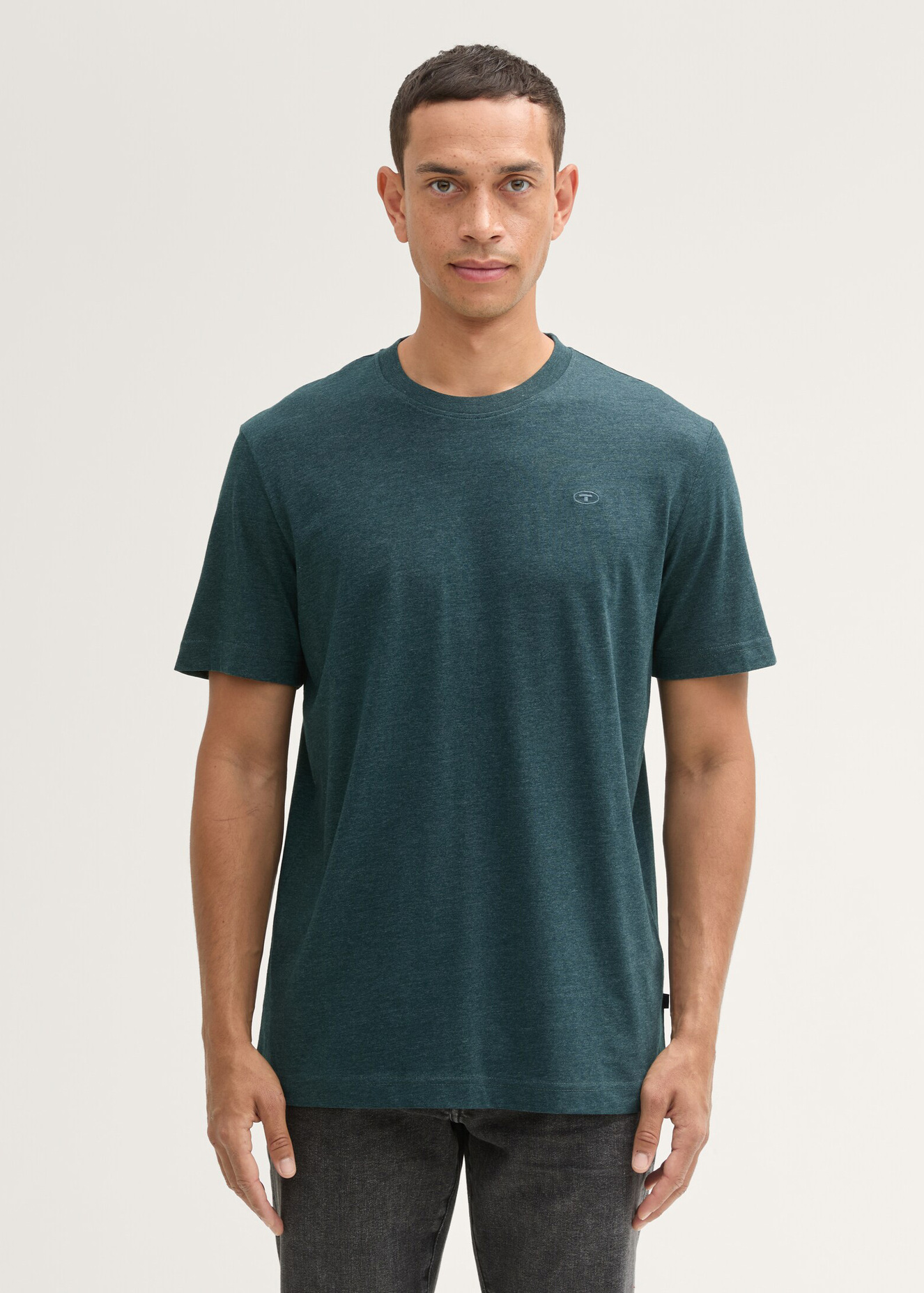 Tom Tailor C Neck T Shirt Deep Green Lake Melange - 1044016-24704