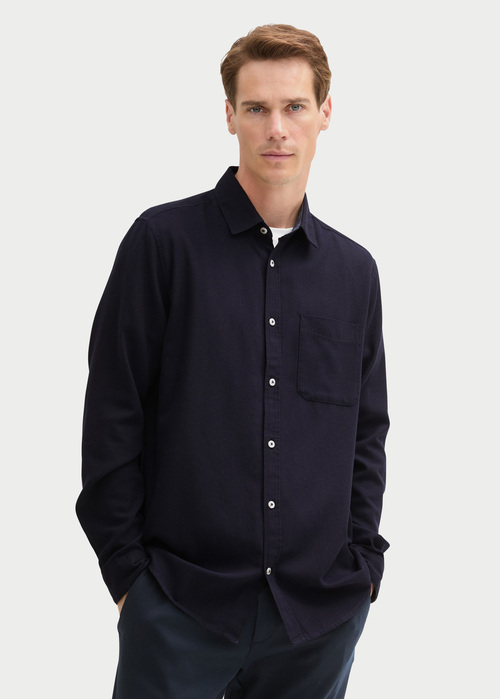 Tom Tailor® Shirt With A Mélange Look - Knitted Navy Melange