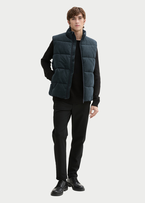 Tom Tailor Puffer Vest With A Corduroy Look Dark Gable Green - 1043593-10362