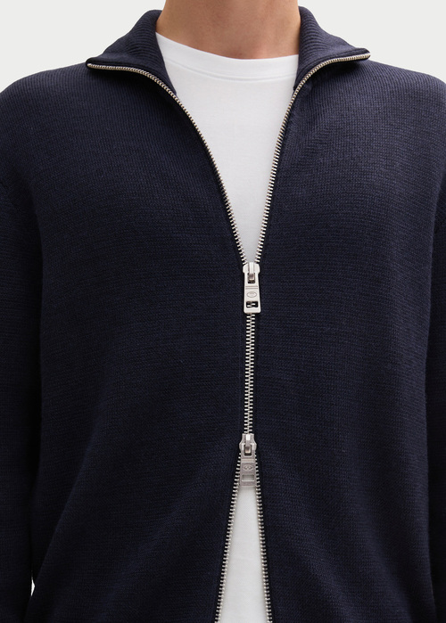 Tom Tailor® Double Zip Sweater - Knitted Navy Melange