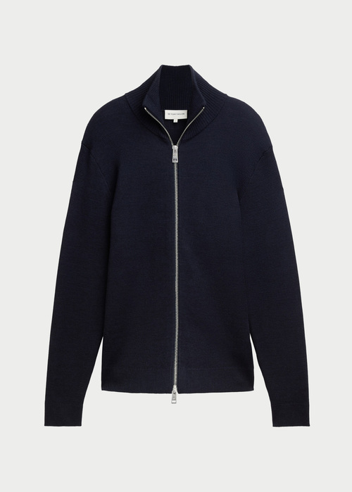 Tom Tailor® Double Zip Sweater - Knitted Navy Melange