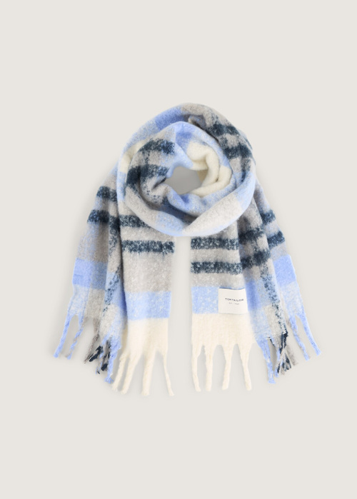 Tom Tailor Soft Scarf With A Check Pattern Winterly Blue Check - 1043008-35929