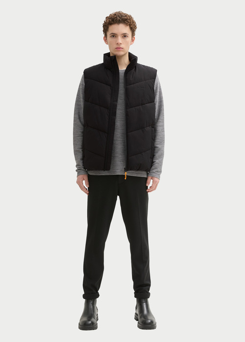 Tom Tailor Puffer Vest With A Logo Black - 1042106-29999