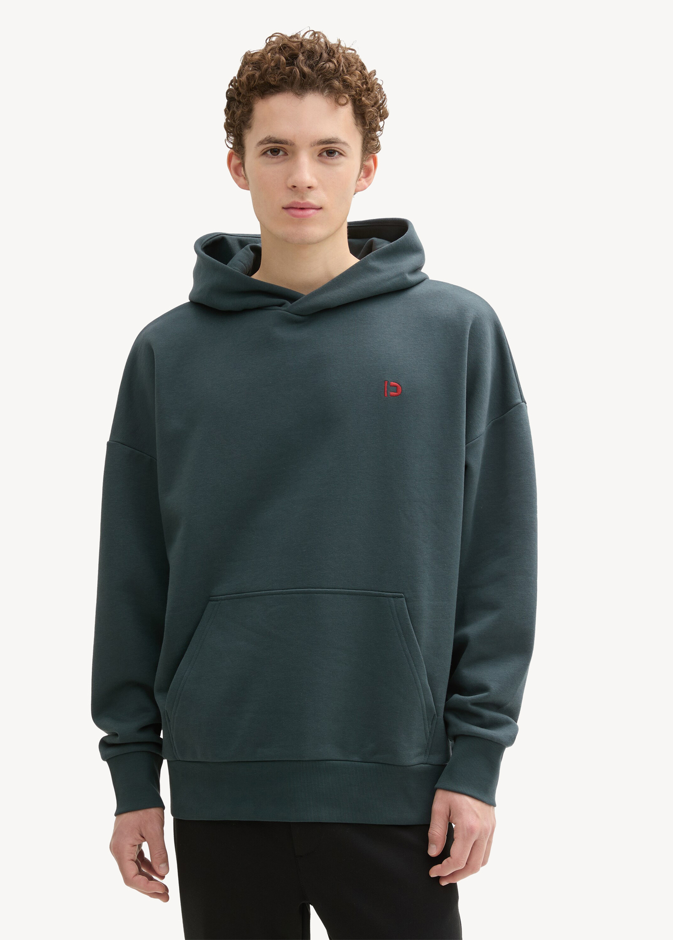 Tom Tailor® Oversized Hoodie With Embroidery - Dark Gable Green