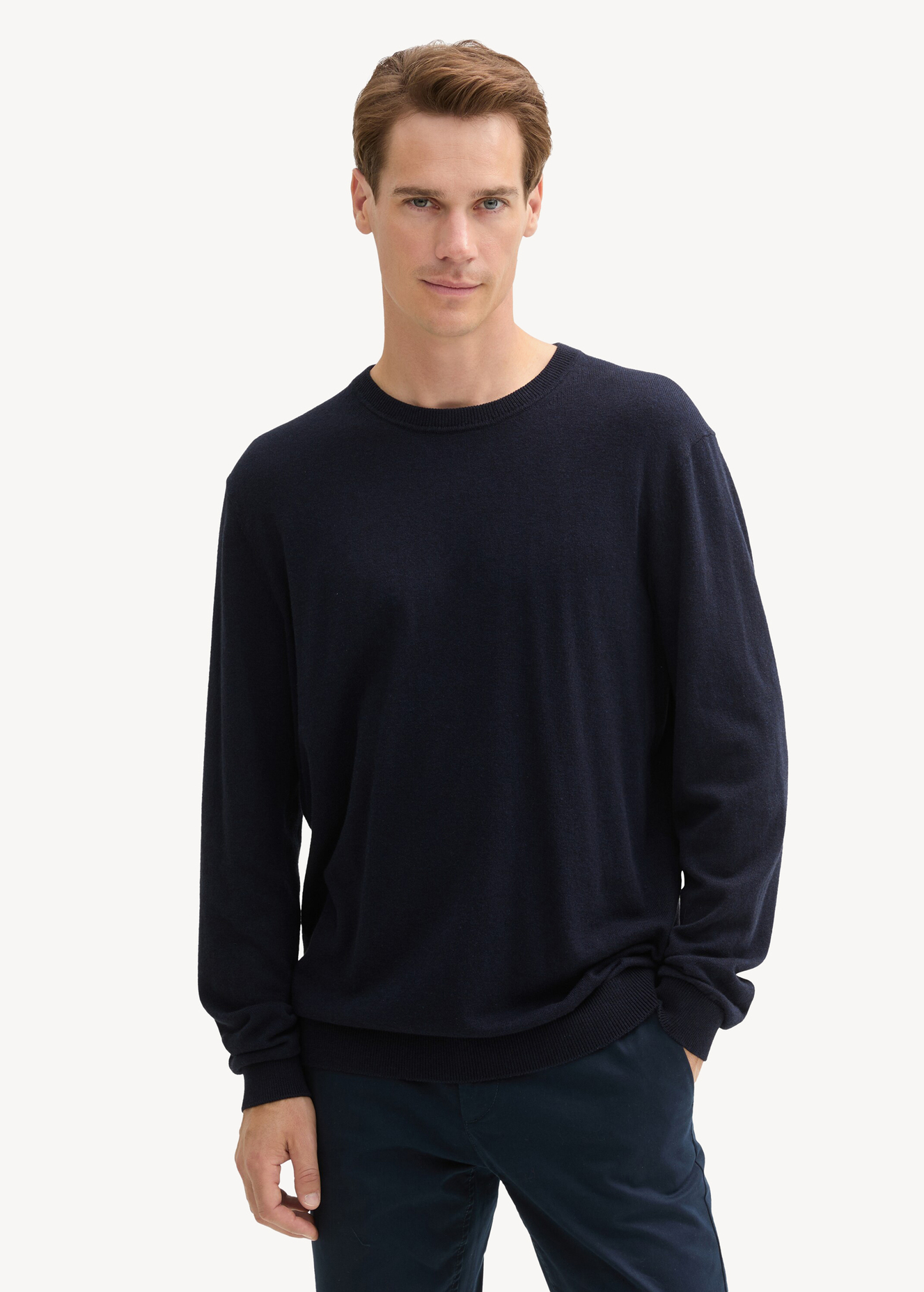 Tom Tailor® Knit Sweater In Recycled Cashmere - Knitted Navy Melange