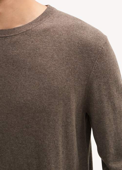 Tom Tailor® Knit Sweater In Recycled Cashmere - Wood Brown Melange