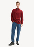 Tom Tailor Troyer Knit Sweater In Recycled Cashmere Burgundy Dark Red Melange