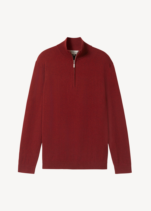 Tom Tailor Troyer Knit Sweater In Recycled Cashmere Burgundy Dark Red Melange