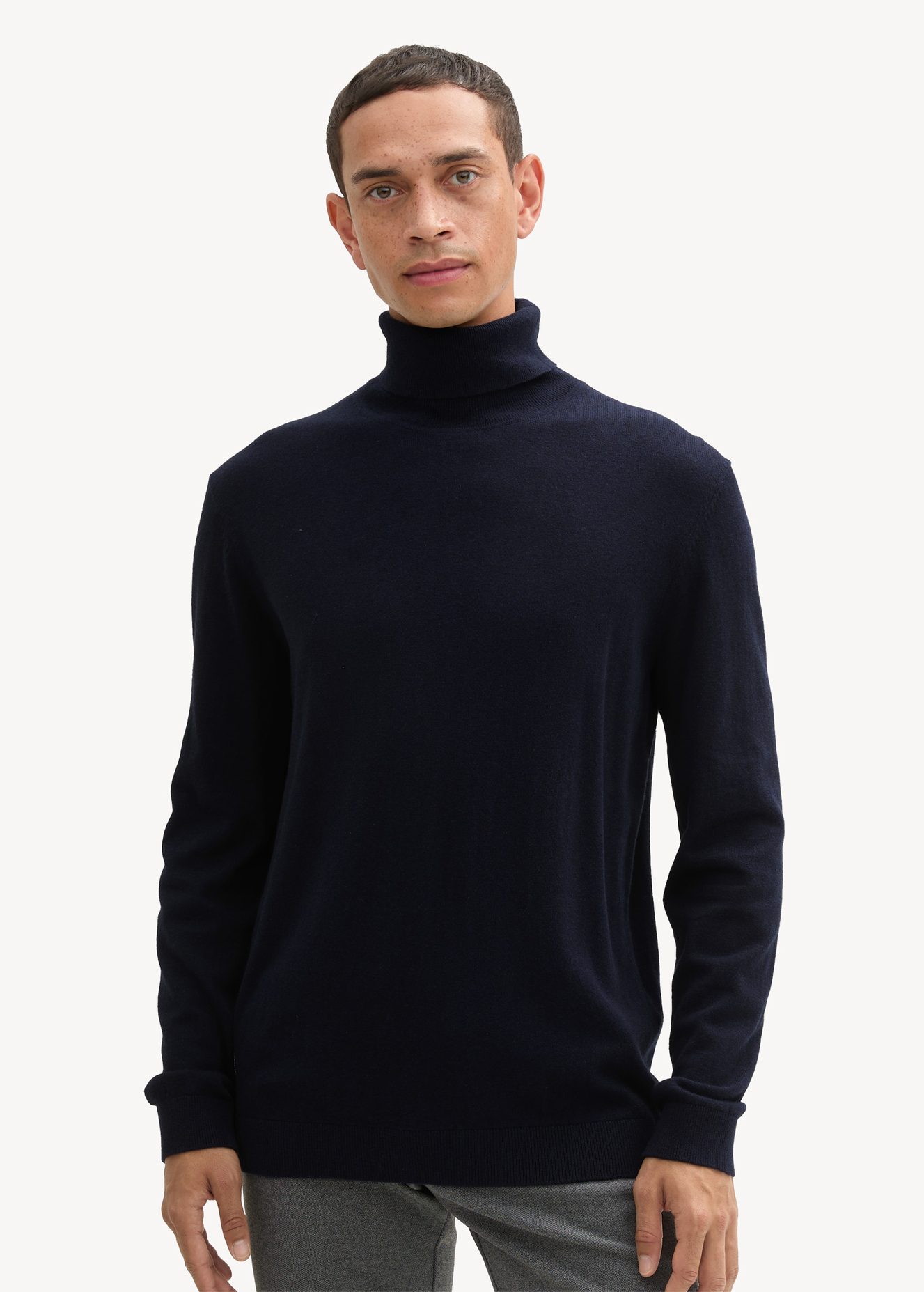 Tom Tailor Turtleneck Cashmere Sweater Knitted Navy Melange