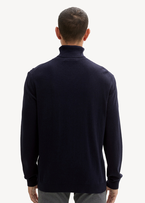 Tom Tailor Turtleneck Cashmere Sweater Knitted Navy Melange - 1043267-13160