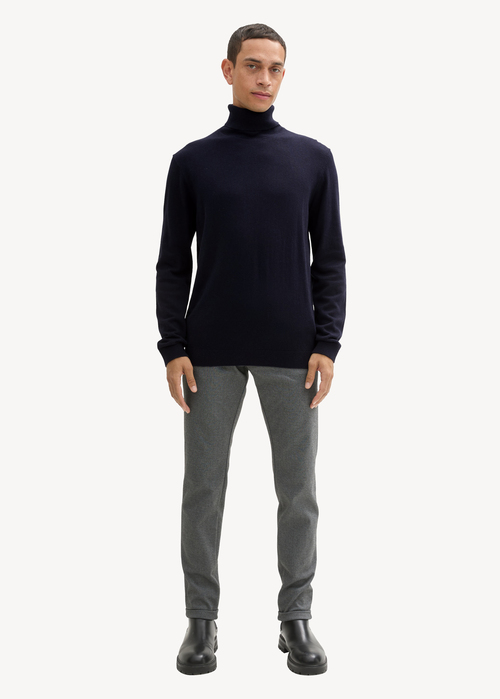 Tom Tailor Turtleneck Cashmere Sweater Knitted Navy Melange - 1043267-13160