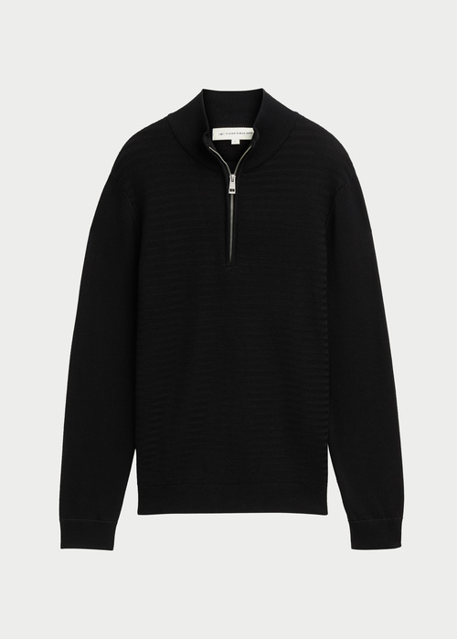 Tom Tailor® Knit Troyer In A Mix Of Textures - Black