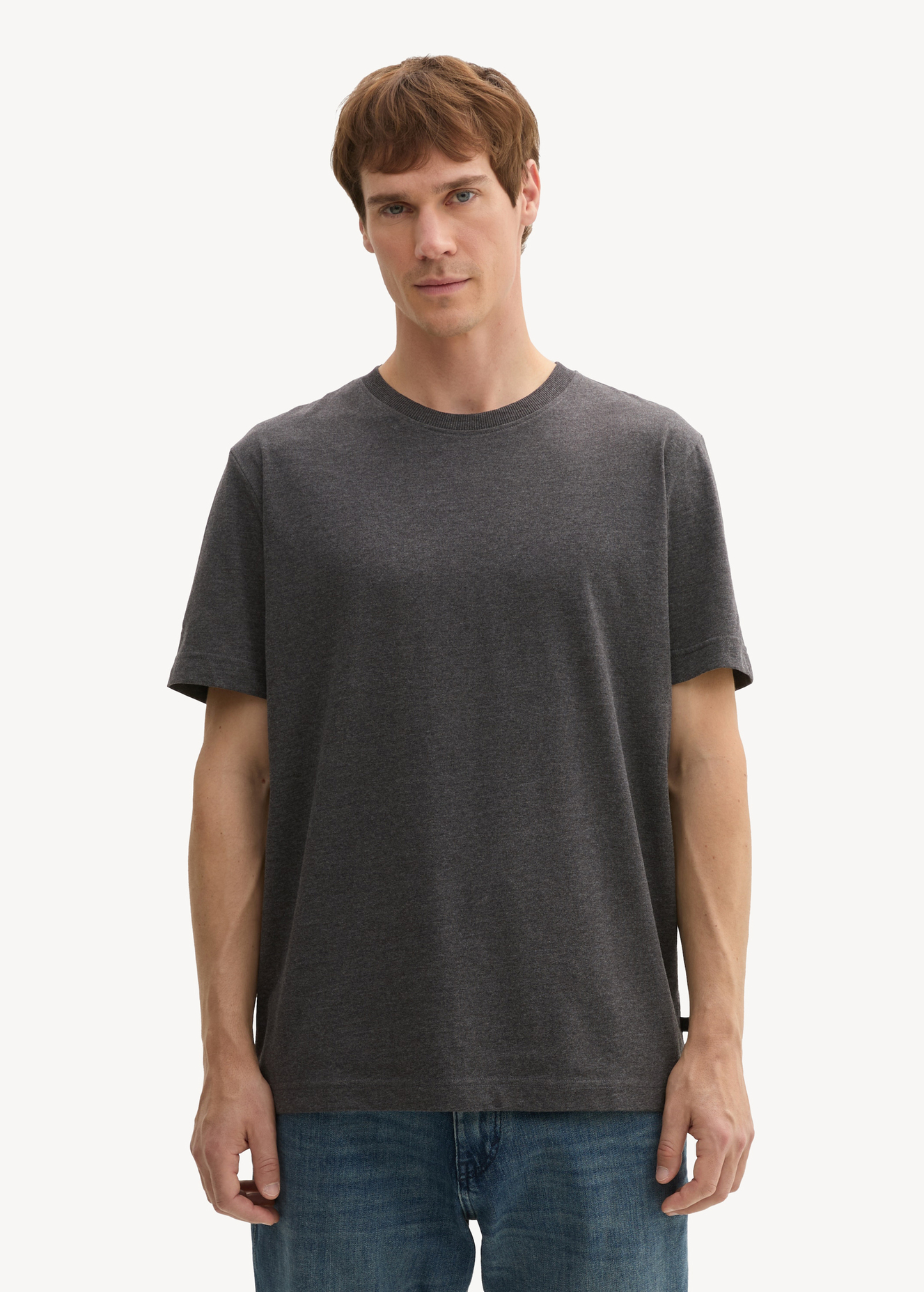 Tom Tailor® C-Neck T-Shirt  - Black Grey Melange