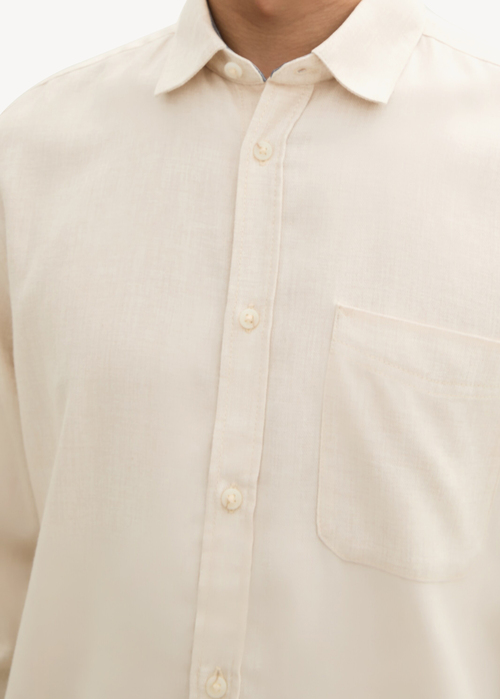 Tom Tailor® Shirt With A Mélange Look - Light Sand Melange