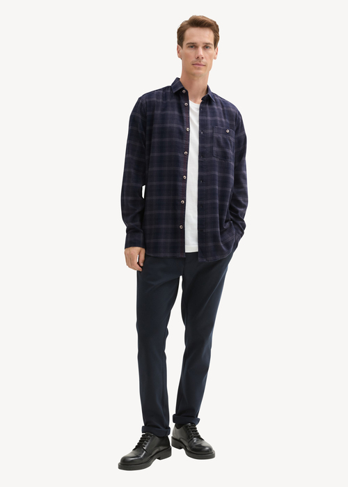 Tom Tailor® Shirt In A Checked Pattern - Navy Tonal Check