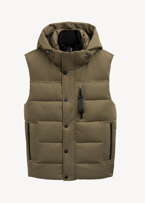 Tom Tailor Puffer Gilet With A Removable Hood Jungle Soil Green - 1041322-11848