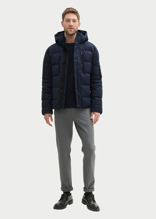 Tom Tailor Puffer Jacket With A Detachable Hood Sky Captain Blue - 1041323-10668