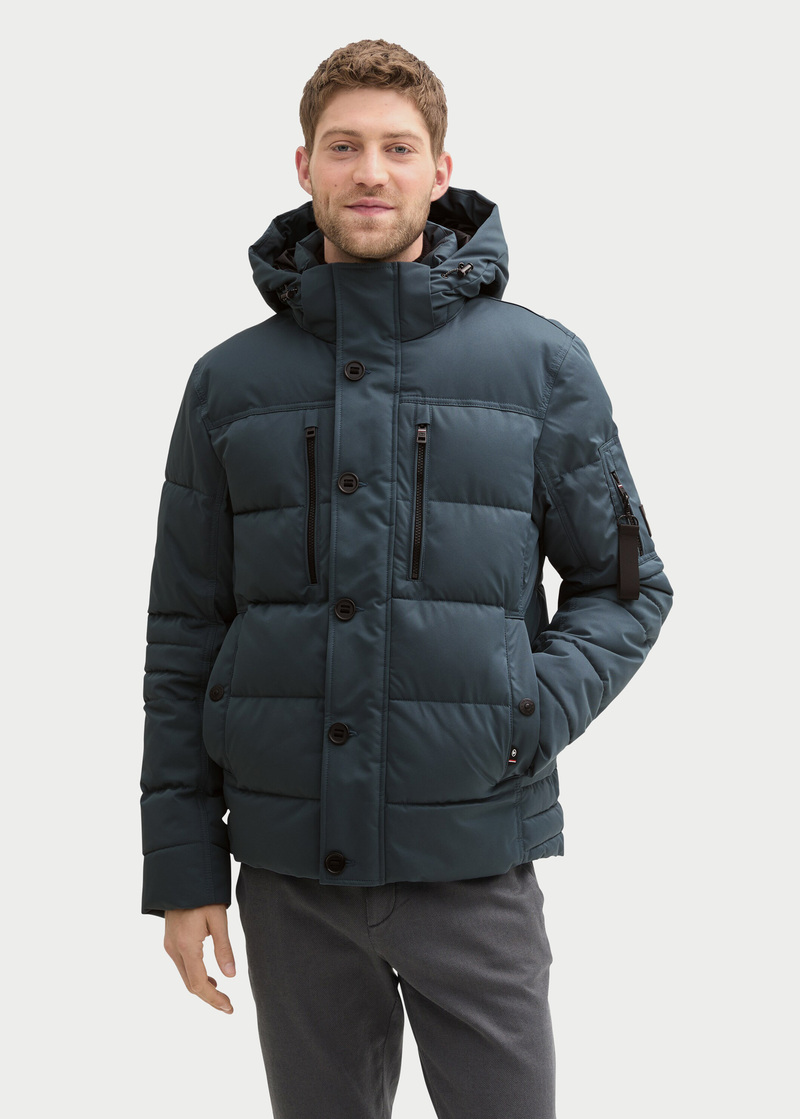 Tom Tailor Puffer Jacket With A Detachable Hood Stormy Blue