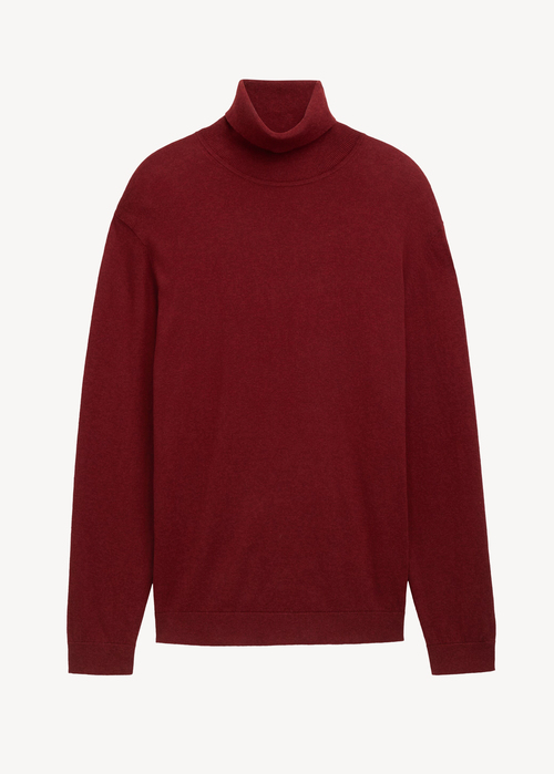 Tom Tailor® Turtleneck Cashmere Sweater - Burgundy Dark Red Melange