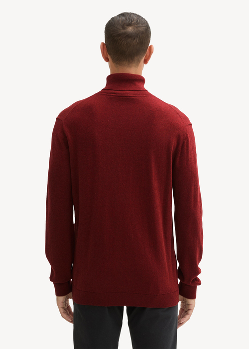 Tom Tailor® Turtleneck Cashmere Sweater - Burgundy Dark Red Melange