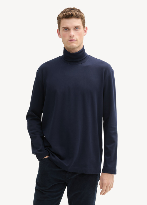 Tom Tailor Long-sleeved Shirt With Turtleneck - Sky Captain Blue 1043993-10668 