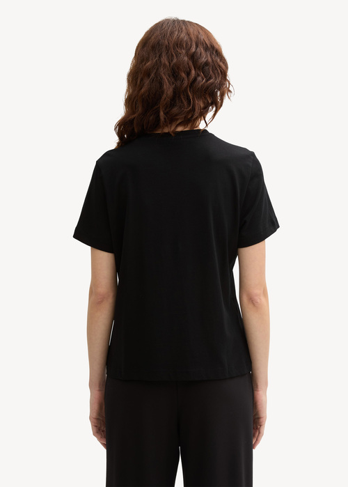 Tom Tailor Printed T Shirt With Organic Cotton Deep Black