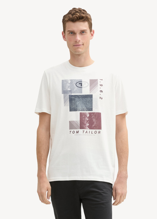 Tom Tailor T-shirt With Print - Off White 1044015-10332 