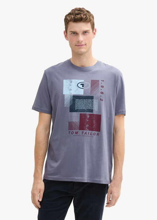 Tom Tailor T-shirt With Print - Dove Grey 1044015-11281 