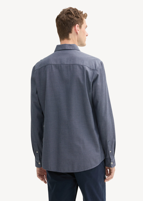 Tom Tailor® Regular Fit Shirt With Structure - Navy Diagonal Structure