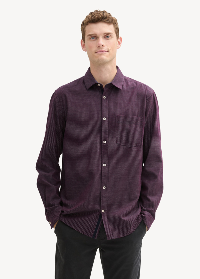 Tom Tailor Regular Fit Shirt With Structure Purple Diagonal Structure